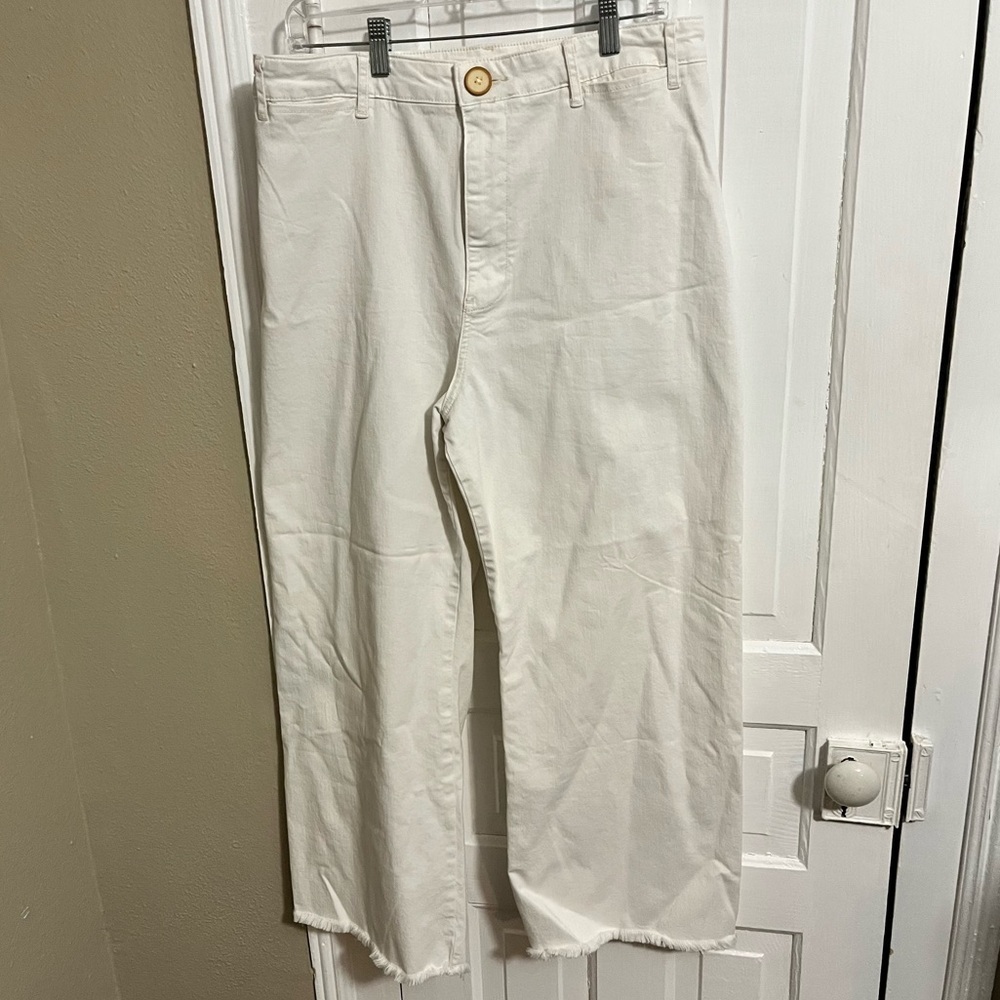 Anthropologie Pilcro Wide Leg Jeans Pants White Size 32 P1